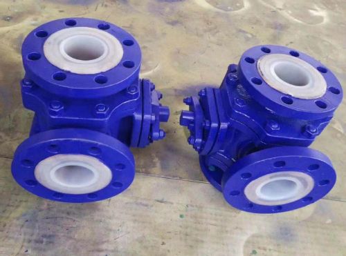 氣動三通襯氟球閥 氣動三通襯氟球閥